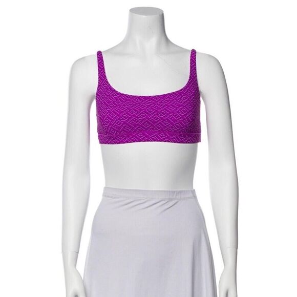 NWOT Fendi x Skims Square Neckline Sleeveless Crop Top Purple Small - Picture 12 of 12